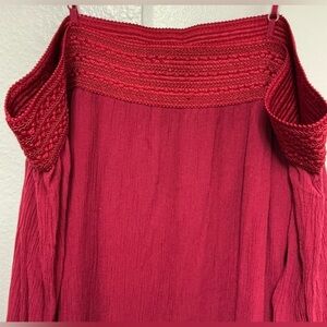 Purple Snow Elegant Burgundy Off-Shoulder Blouse